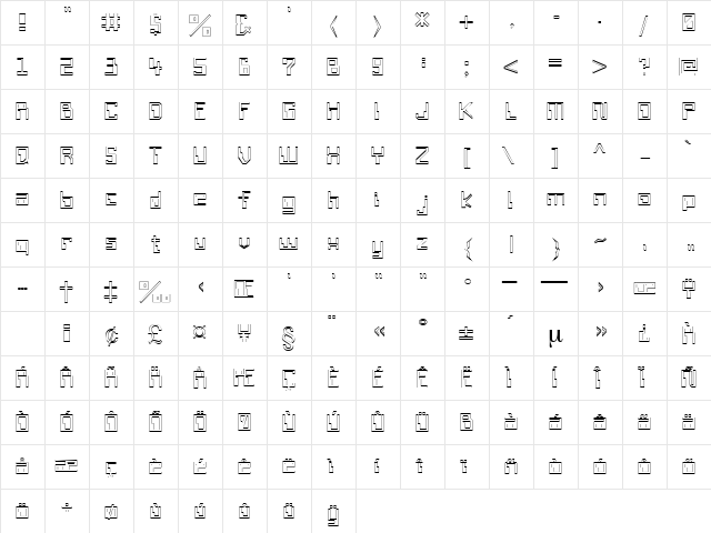 ChallengerOpen Regular  glyph index