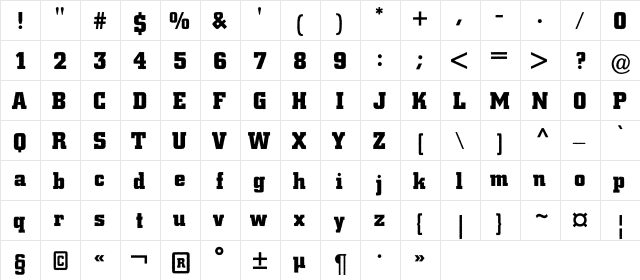a_CityNovaRg Bold  glyph index