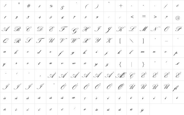 HelenaDemiBold Regular  glyph index