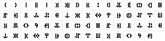 TFGunray Bold  glyph index