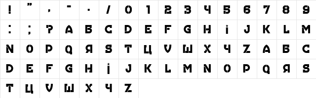 Hungaria Regular  glyph index