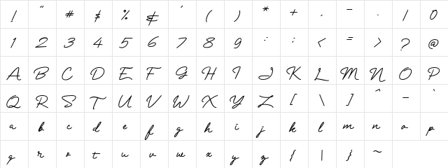 Mranggens Regular  glyph index
