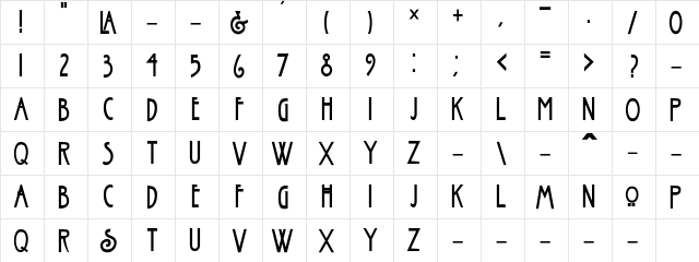 Nouveau-Bold-Co Regular  glyph index