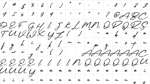 Mellinda Handmade Regular  glyph index