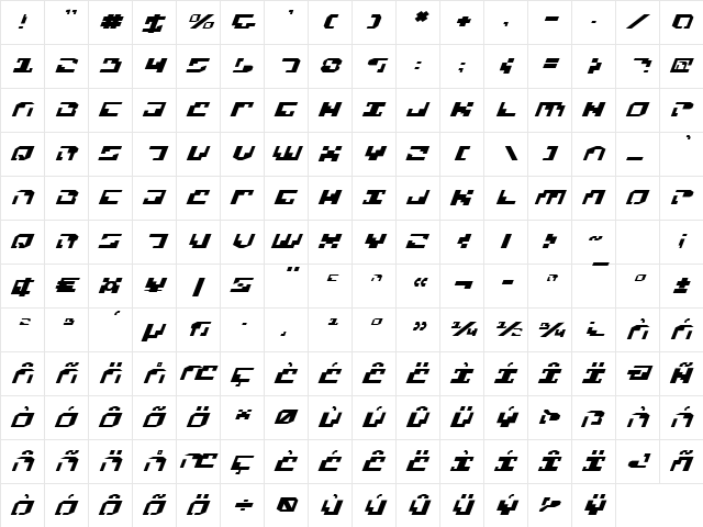 Xenophobia ExpItal ExpItal  glyph index