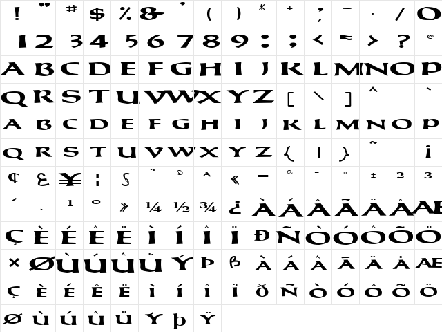 CayaugaSCapsSSK Bold  glyph index