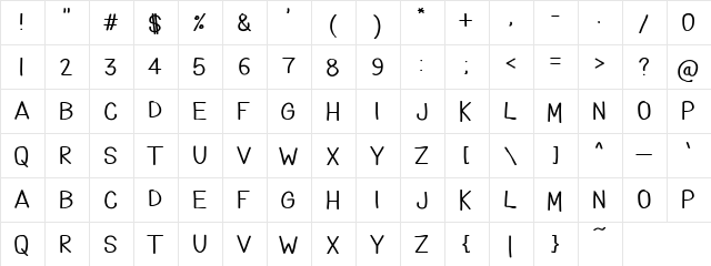 Tootle Play regular  glyph index