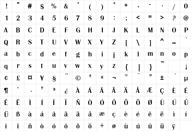 BritannicEFMedium Regular  glyph index