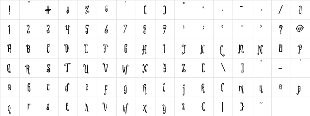 Hallooweek Regular  glyph index