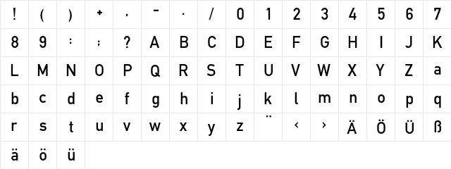 DIN1451EF MittelAlt  glyph index