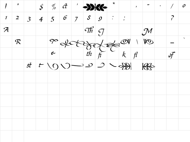 Bible Script AlternateC  glyph index