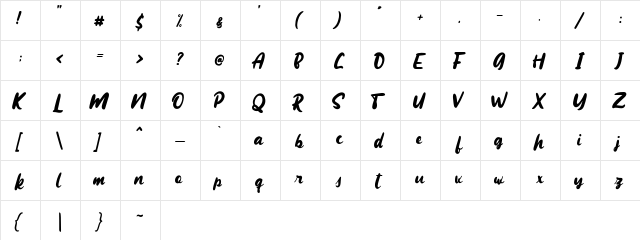 Maqueen Regular  glyph index