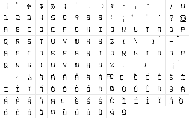 EpicenterDisco Regular  glyph index