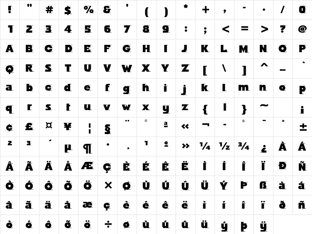 Odyssee ITC Std Ultra  glyph index