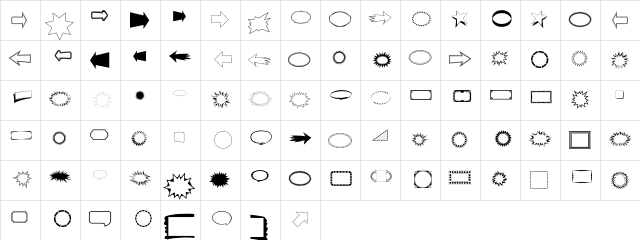 Commercial P02  glyph index