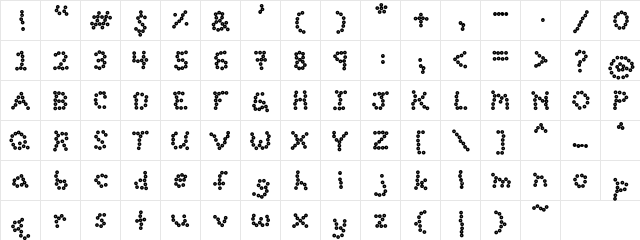 PC Cereal Regular  glyph index