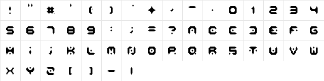 Evil Alien Zone Regular  glyph index