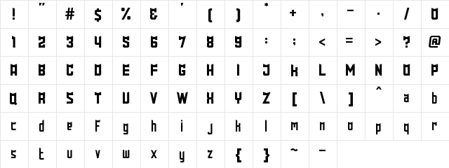 Damar Kurung Regular  glyph index