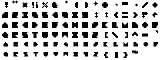 Angleblock Regular  glyph index
