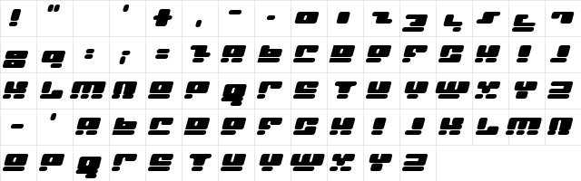 Face plant Italic  glyph index