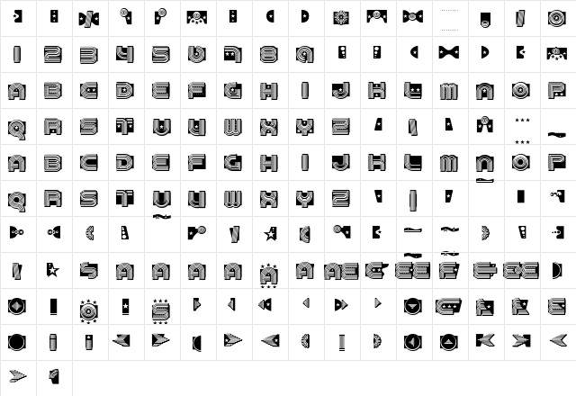 MaxiGroove Medium  glyph index
