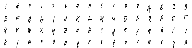 TURQOISE Regular  glyph index