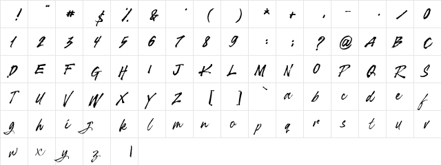 SHOCKWAVE FREE Regular  glyph index