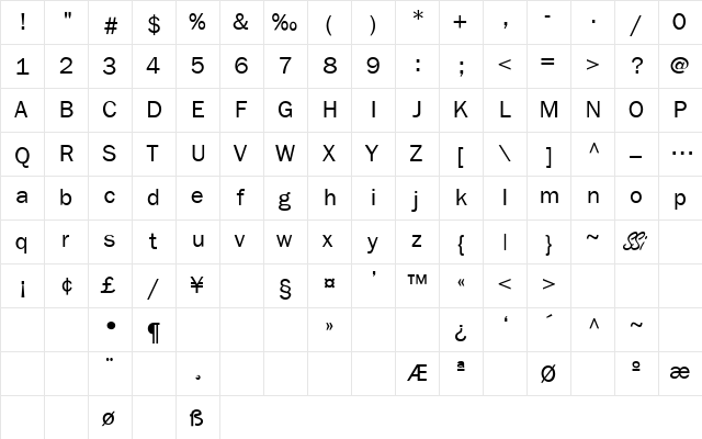 Franklin Gothic Light SSi Light  glyph index