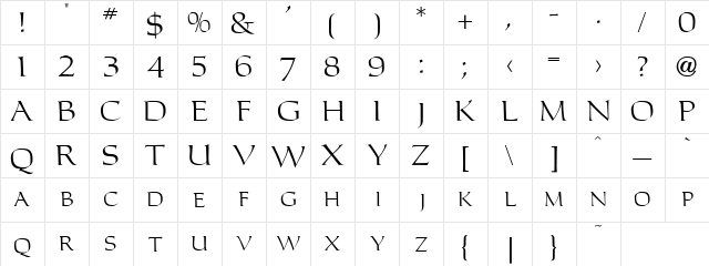 Carolus Regular  glyph index