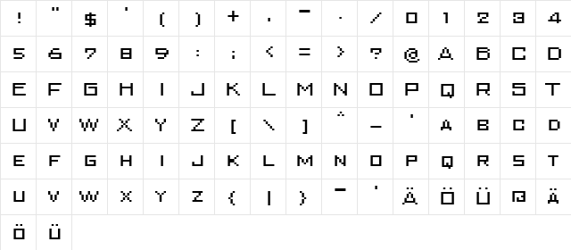 Superkarcher Regular  glyph index