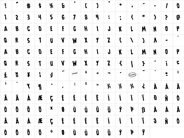 Grim Ghost Rotated Regular  glyph index
