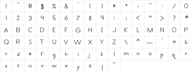 Primer Print Medium  glyph index