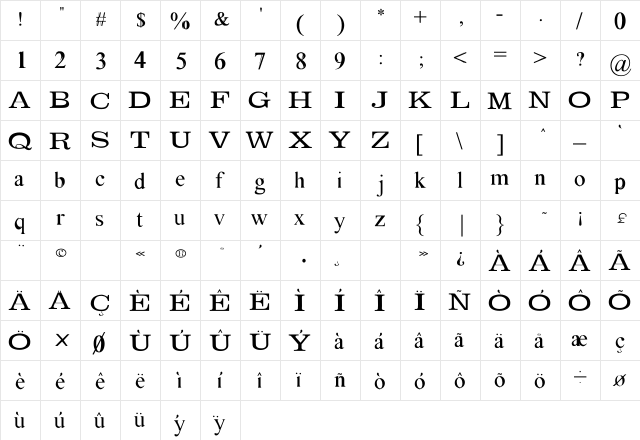 Absortile-Bold Bold  glyph index
