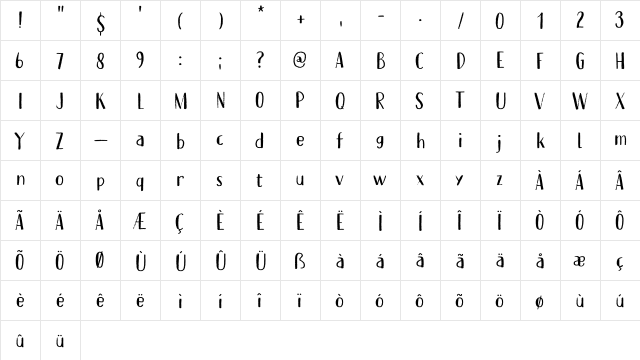 Erstwhile DEMO Regular  glyph index