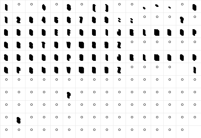 HouseGothic-3DShadow Regular  glyph index