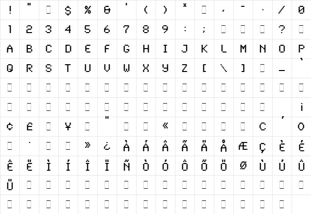 Synchro Plain  glyph index