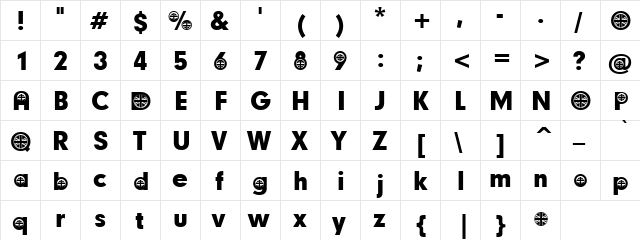 USA.net Regular  glyph index
