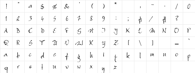 MONT BLANC Regular  glyph index