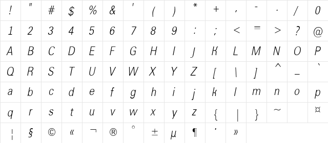 a_GroticLtNr Italic  glyph index