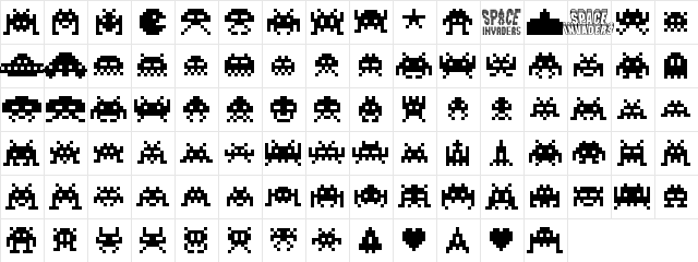 Invaders Regular  glyph index