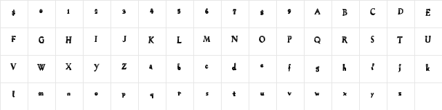 HeavenlyWings Regular  glyph index