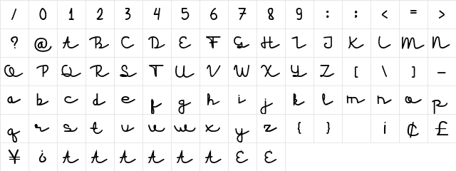Carlington Regular  glyph index