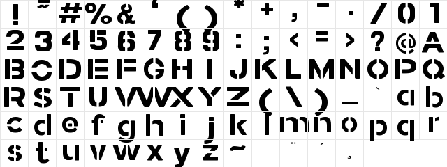 Stamped Navy Font Bold Regular  glyph index