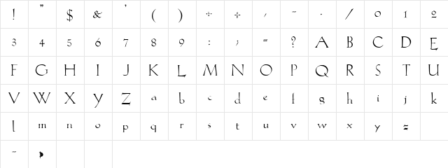 Lilith Light Regular  glyph index