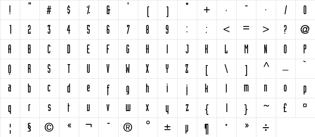 BlitsOneC Regular  glyph index
