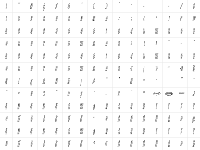 Underground Rose Outline Italic Outline Italic  glyph index