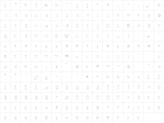 AvalonQuestOutline Black  glyph index