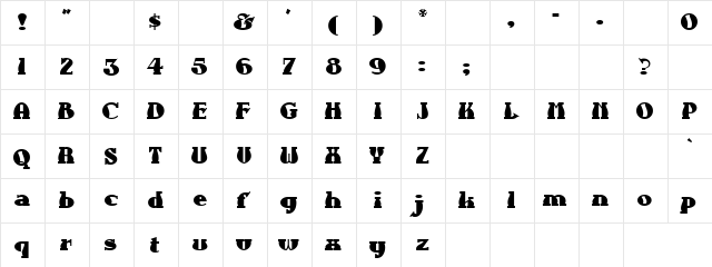 chessman Regular  glyph index