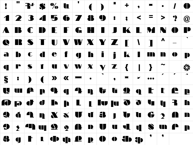 ArTarumianPastar Regular  glyph index