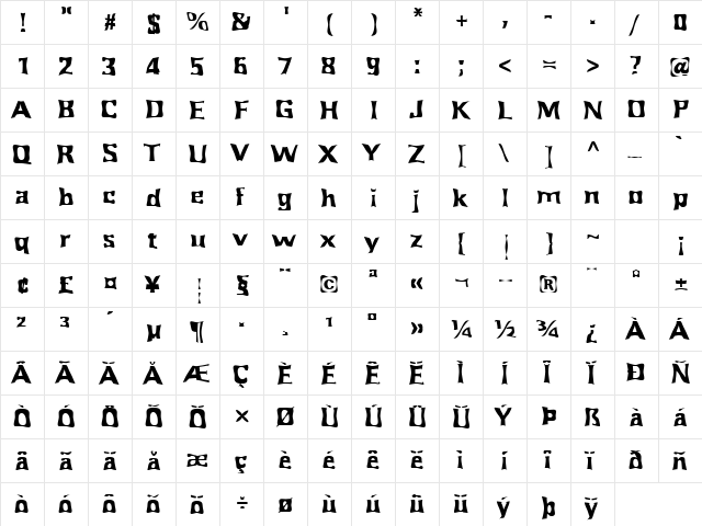 FZ WARPED 43 Normal  glyph index
